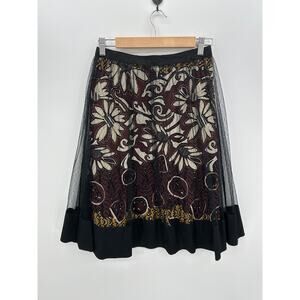 Stiletto Midi Skirt Womens Sz 4 Mesh Floral Career Office Dainty Feminine Unique